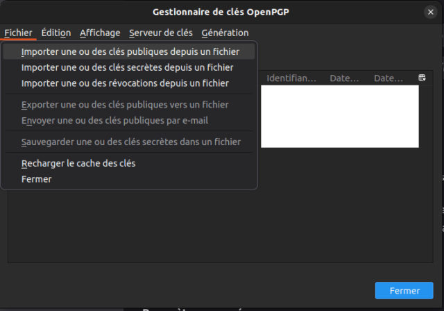 gestionnaire des clefs pgp