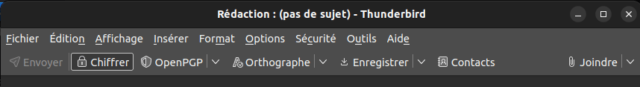 interface de chiffrement dans un mail thunderbird