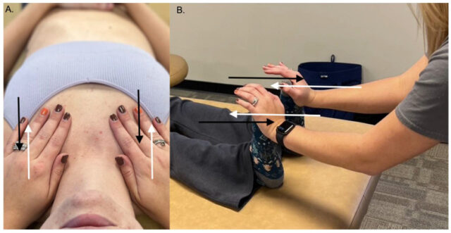 Techniques de la pompe lymphatique. A. Pompe Thoracique B. Pompe pédieuse